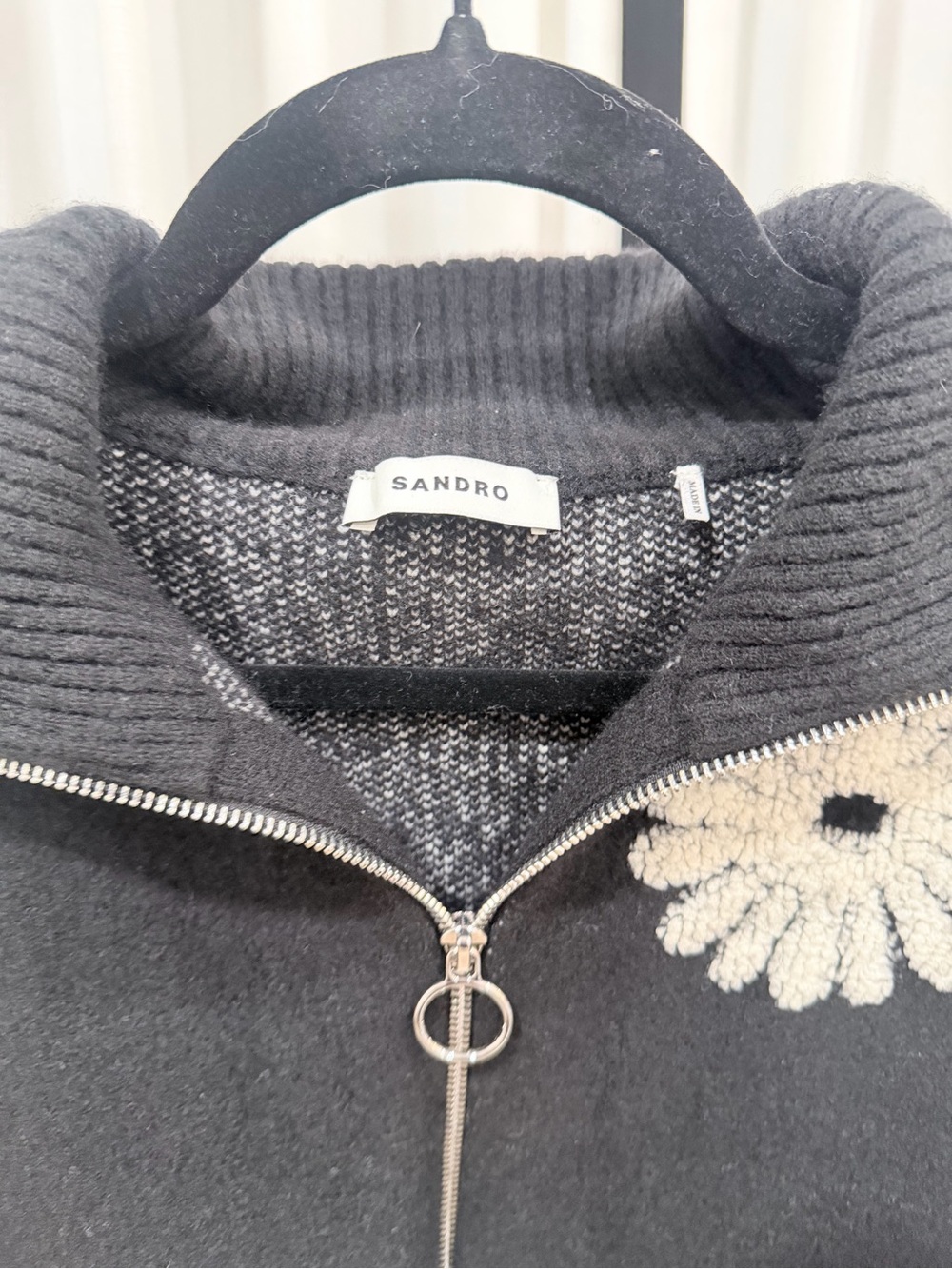Sandro Floral Trucker Style Sweater - Picture 4 of 7